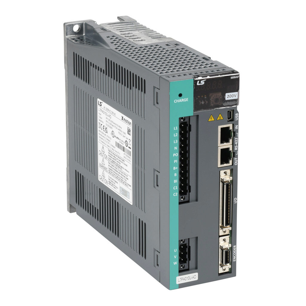 L7PA010U-AD - LS Electric servo drive, 1 kW, 230 VAC, 1 and 3-phase, (2) RS-422/RS-485 (RJ45) port(s), Modbus RTU. For use with 750W and 1 kW systems.