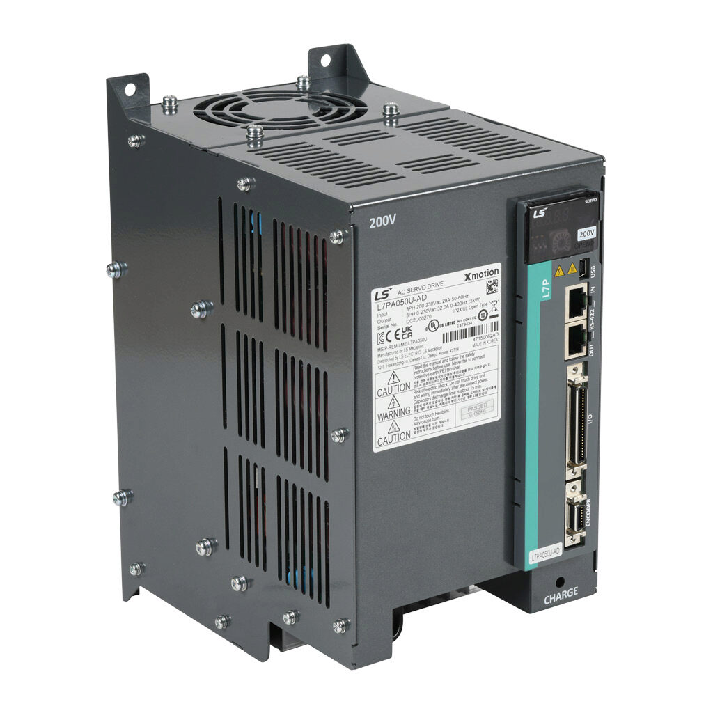 L7PA050U-AD - LS Electric servo drive, 5 kW, 230 VAC, 3-phase, (2) RS-422/RS-485 (RJ45) port(s), Modbus RTU. For use with 5 kW and 5.5 kW systems.