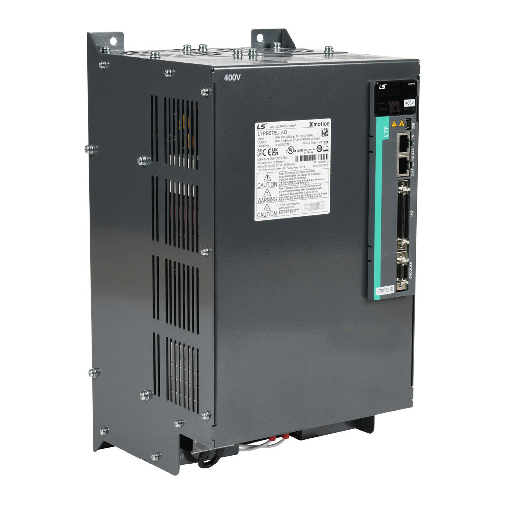 L7PB075U-AD - LS Electric servo drive, 7.5 kW, 460 VAC, 3-phase, (2) RS-422/RS-485 (RJ45) port(s), Modbus RTU. For use with 7.5 kW systems.