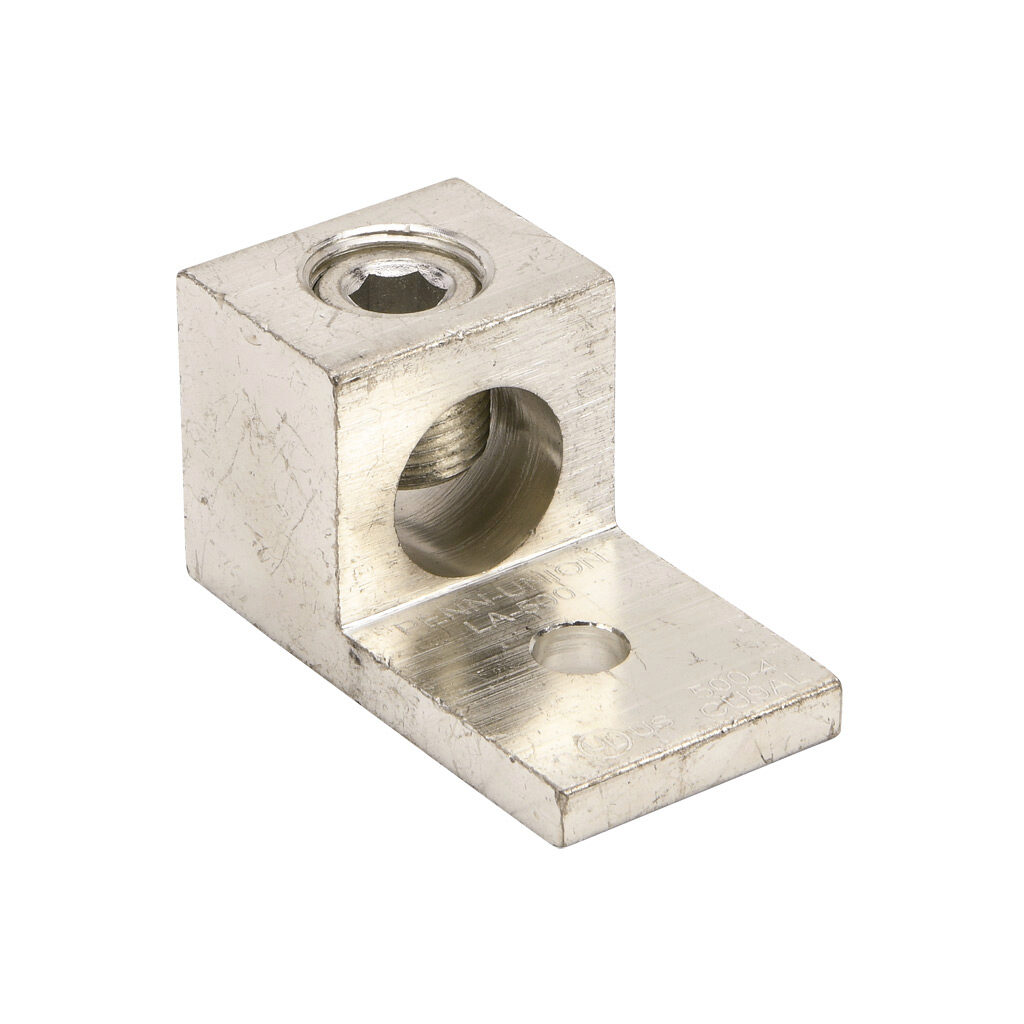 LA-500-1 - Penn-Union mechanical lug, box type, tin-plated aluminum, 600V, 1 openings, (1) 4 AWG-500 MCM stranded copper or aluminum, AL9CU.