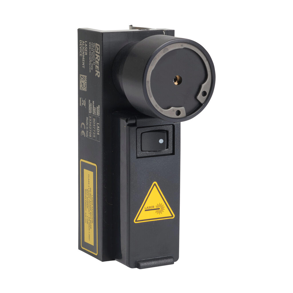 LAD4 - ReeR laser alignment tool, Class 2 laser light emission, 50m operating range. For use with ReeR Micron light grids. 2 AAA batteries included.