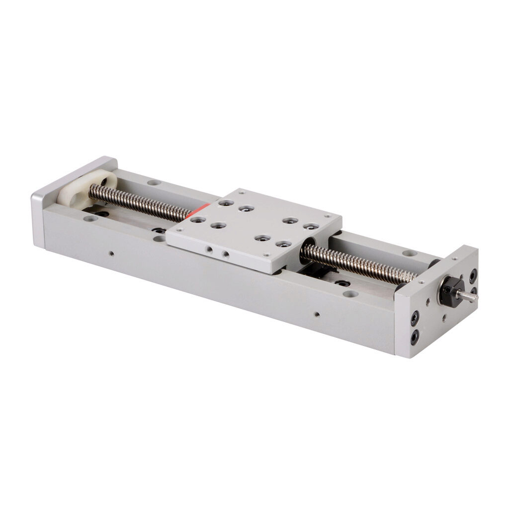 LAHP-25TM102LP25 - SureMotion linear actuator assembly, single square bearing rail, 50mm wide, 102mm travel, lead screw, 0.25in pitch, carbon steel rail.