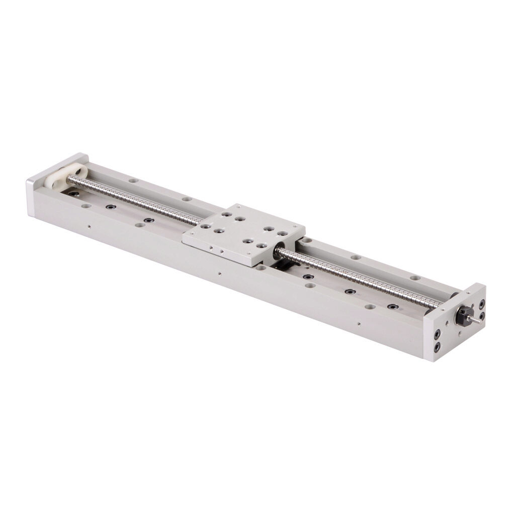 LAHP-25TM220B3M - SureMotion linear actuator assembly, single square bearing rail, 50mm wide, 220mm travel, ball screw, 3mm pitch, carbon steel rail.