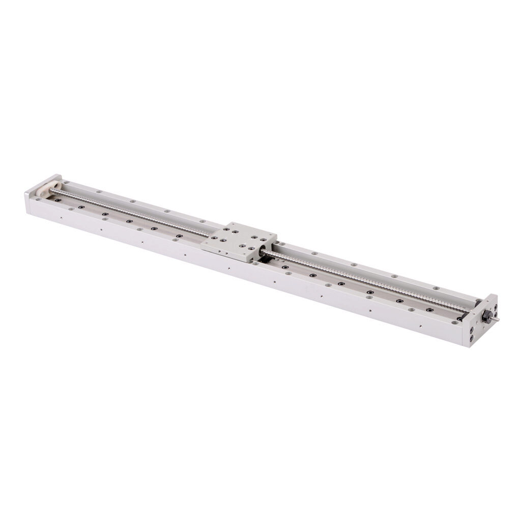 LAHP-25TM404B3M - SureMotion linear actuator assembly, single square bearing rail, 50mm wide, 404mm travel, ball screw, 3mm pitch, carbon steel rail.