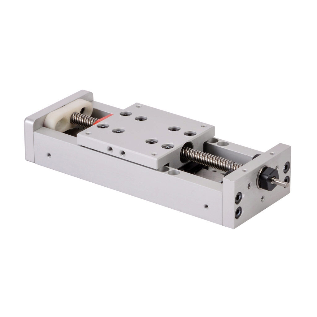 LAHP-25TM52LP25 - SureMotion linear actuator assembly, single square bearing rail, 50mm wide, 52mm travel, lead screw, 0.25in pitch, carbon steel rail.