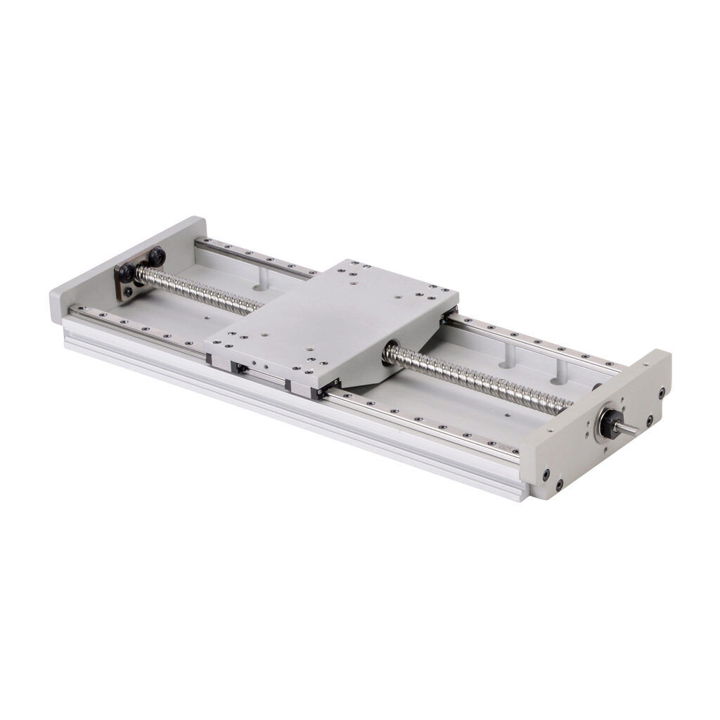 LAHP-33WTM210B10M - SureMotion linear actuator assembly, twin square bearing rail, 120mm wide, 210mm travel, ball screw, 10mm pitch, carbon steel rail.