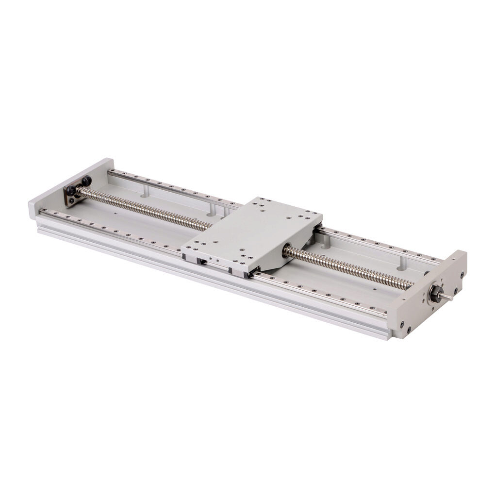 LAHP-33WTM310LP25 - SureMotion linear actuator assembly, twin square bearing rail, 120mm wide, 310mm travel, lead screw, 0.25in pitch, carbon steel rail.