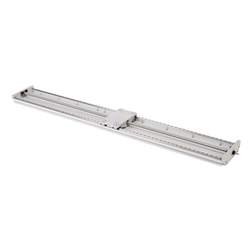 LAHP-33WTM810B10M - SureMotion linear actuator assembly, twin square bearing rail, 120mm wide, 810mm travel, ball screw, 10mm pitch, carbon steel rail.
