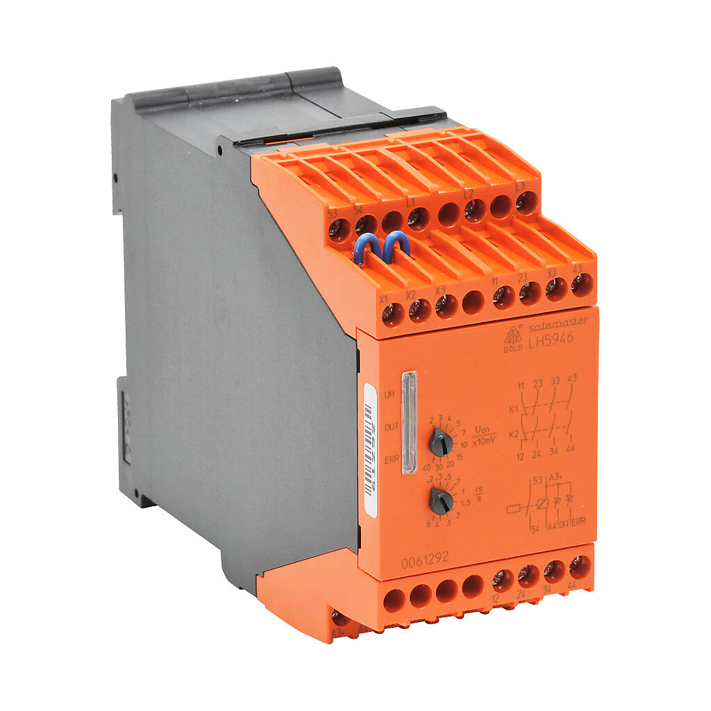 LH5946-48-115-04 - Dold safety relay, motor standstill monitoring, 20-400 mV, 2-channel, 115 VAC, (3) N.O. and (1) N.C. safety output(s), fixed screw terminals.