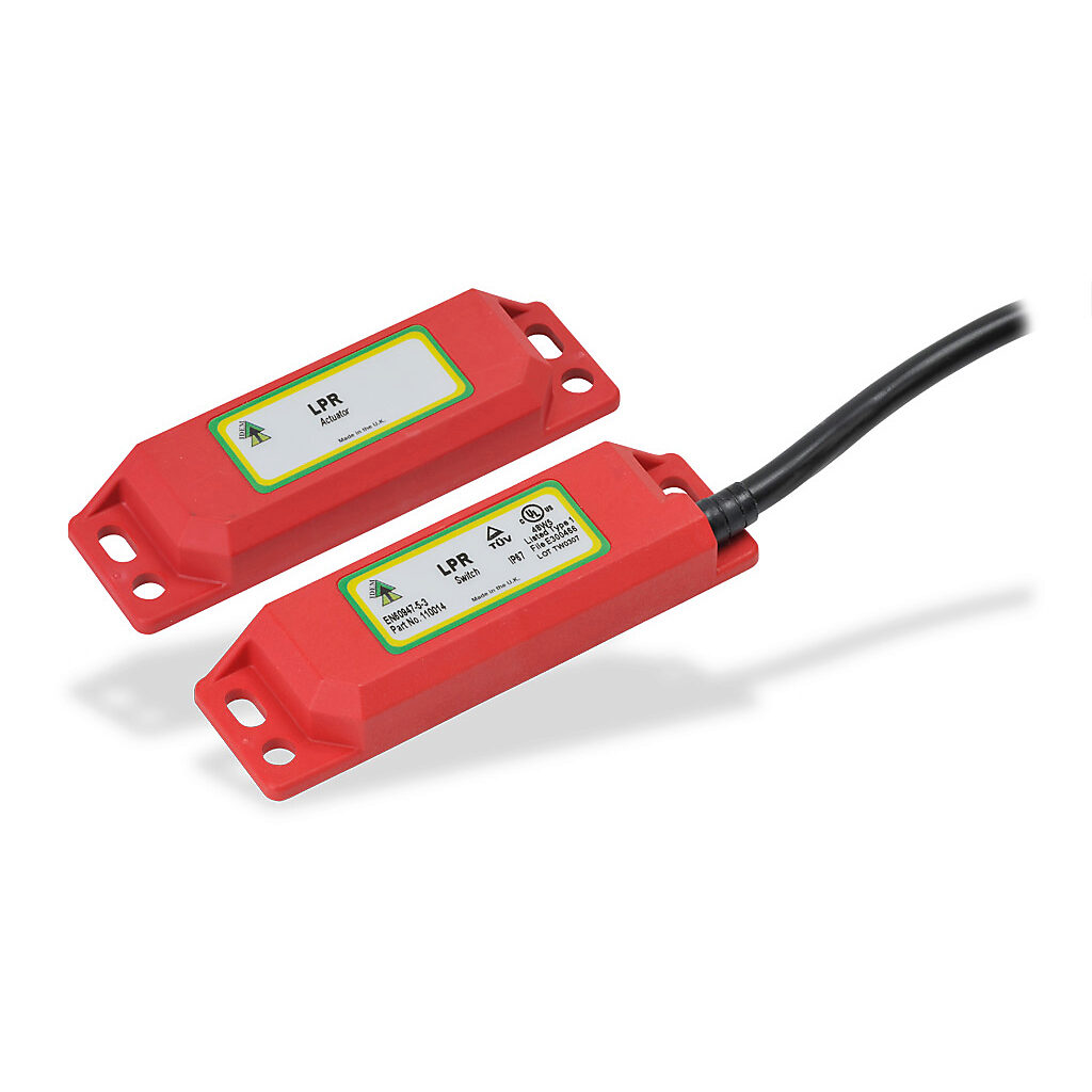 LPR-110014 - IDEM safety switch set, non-contact magnetic, (2) N.C. safety output(s), (1) N.O. monitoring output(s), plastic housing, 88 x 25mm, pigtail, 16.4ft/5m cable length.