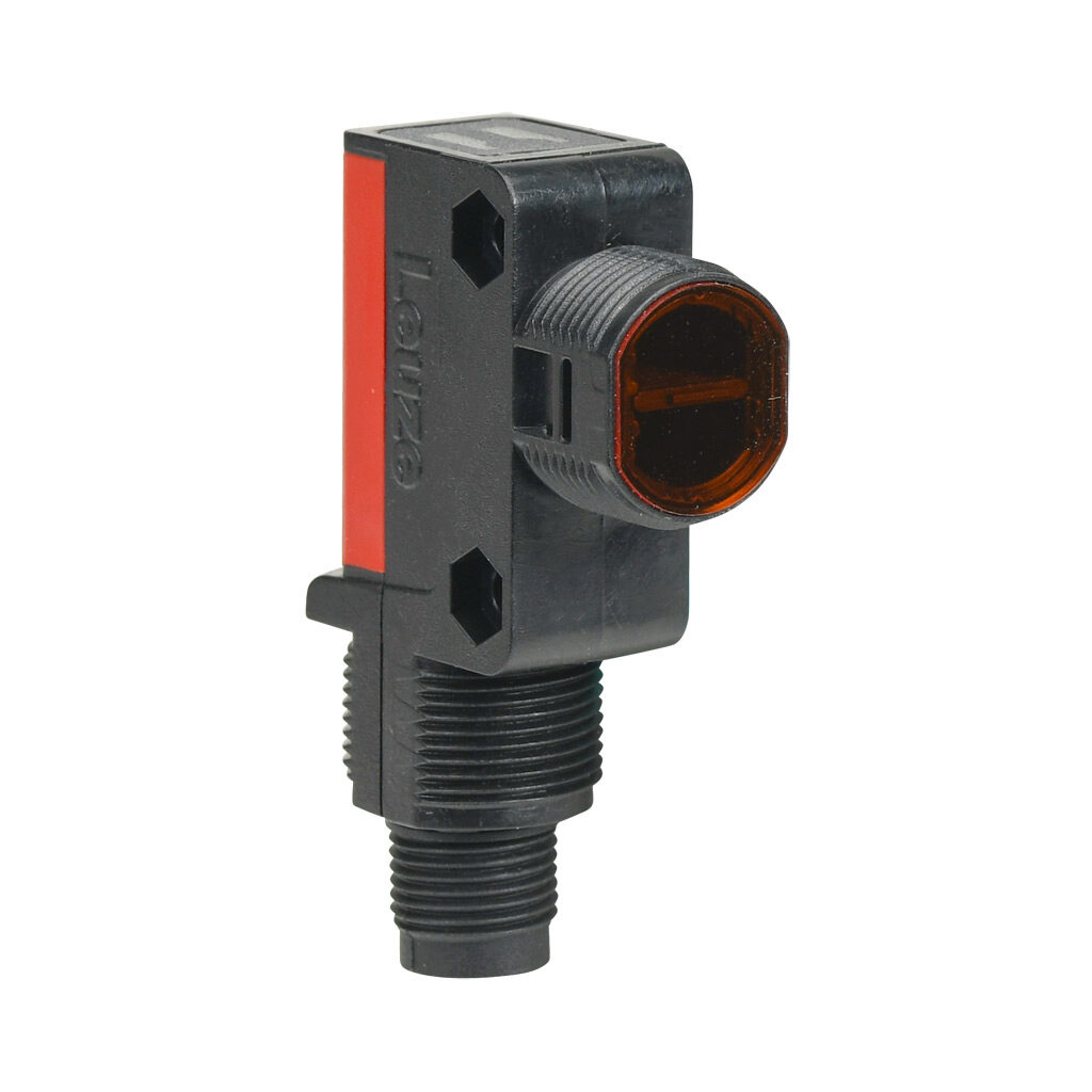 LS28-9D-M12 - Leuze photoelectric sensor, rectangular, through-beam emitter, visible red, 0-10m sensing distance, 10-30 VDC operating voltage, 57.7 x 15 x 37.3mm body, ABS plastic, 2-wire, 4-pin M12 quick-disconnect.