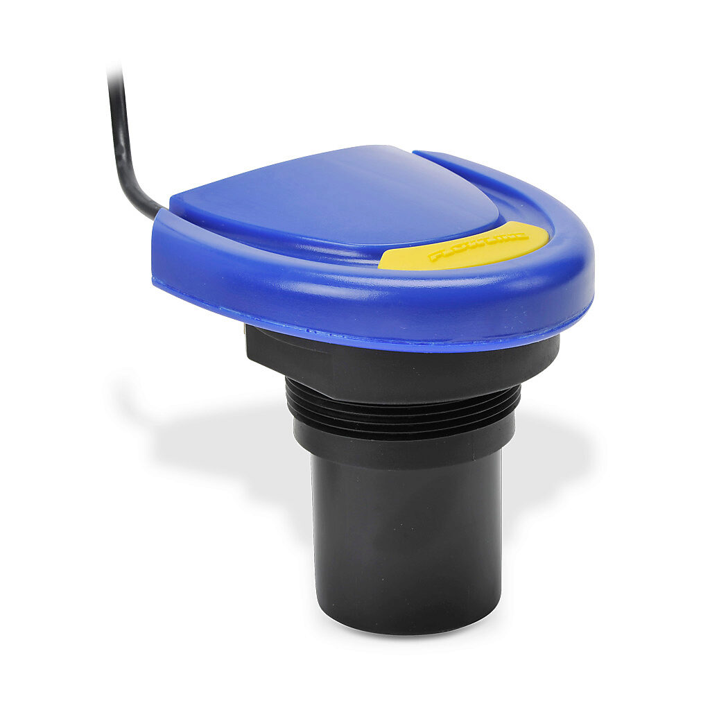 LU23-00 - Flowline EchoSonic II ultrasonic liquid level sensor, 18ft/5.5m sensing range, 4-20 mA, 14-28 VDC, 2in male NPT process connection.
