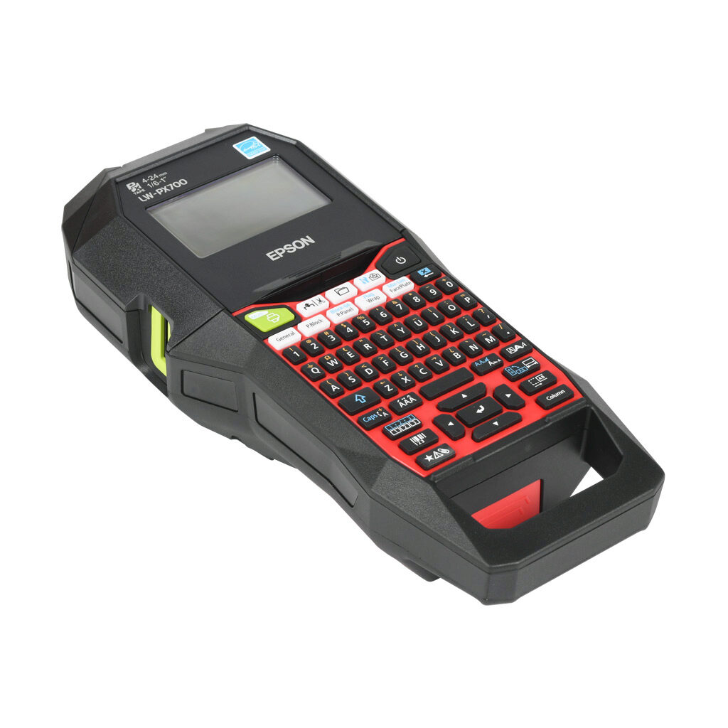 LW-PX700 - Epson LabelWorks PX series portable label printer, prints labels up to 24mm (1in) wide or 14mm (9/16in) nominal diameter, thermal transfer, 180dpi, back-lit monochrome LCD, automatic label cutter. For use with Epson LabelWorks PX series...