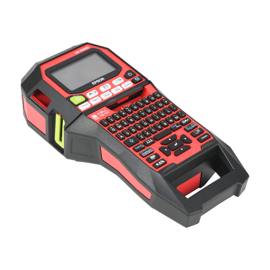 LW-PX900 - Epson LabelWorks PX series portable label printer, prints labels up to 36mm (1-1/2in) wide or 21mm (7/8in) nominal diameter, thermal transfer, 360dpi, back-lit monochrome LCD, automatic label cutter. For use with Epson LabelWorks PX ser...