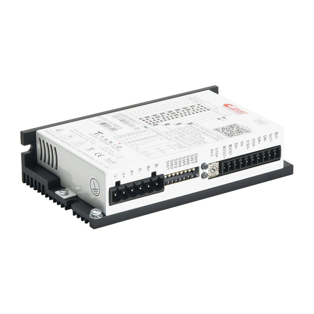 LW3D3070N0A1-00 - Ever Motion Solutions DC open loop advanced microstepping stepper drive, 10A per phase, 2-phase output, 24-80 VDC, bipolar, position mode, 200 to 51200 steps per revolution.