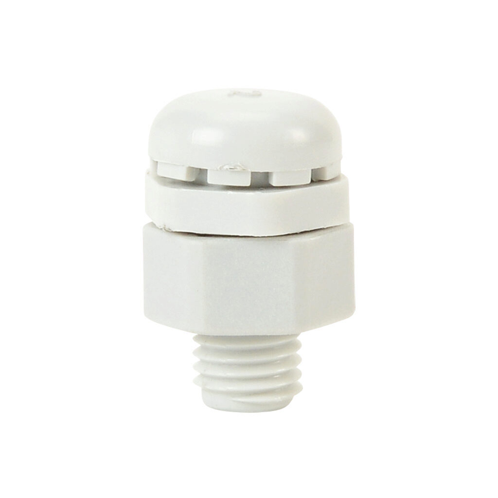 MBVPG-11-L - Bimed pressure relief vent plug, M6 x 0.75mm thread type, polyamide, light gray, 133 mL/min @ 70 mBar (1 psi), IP67 IP68 IP69K. Package of 2.