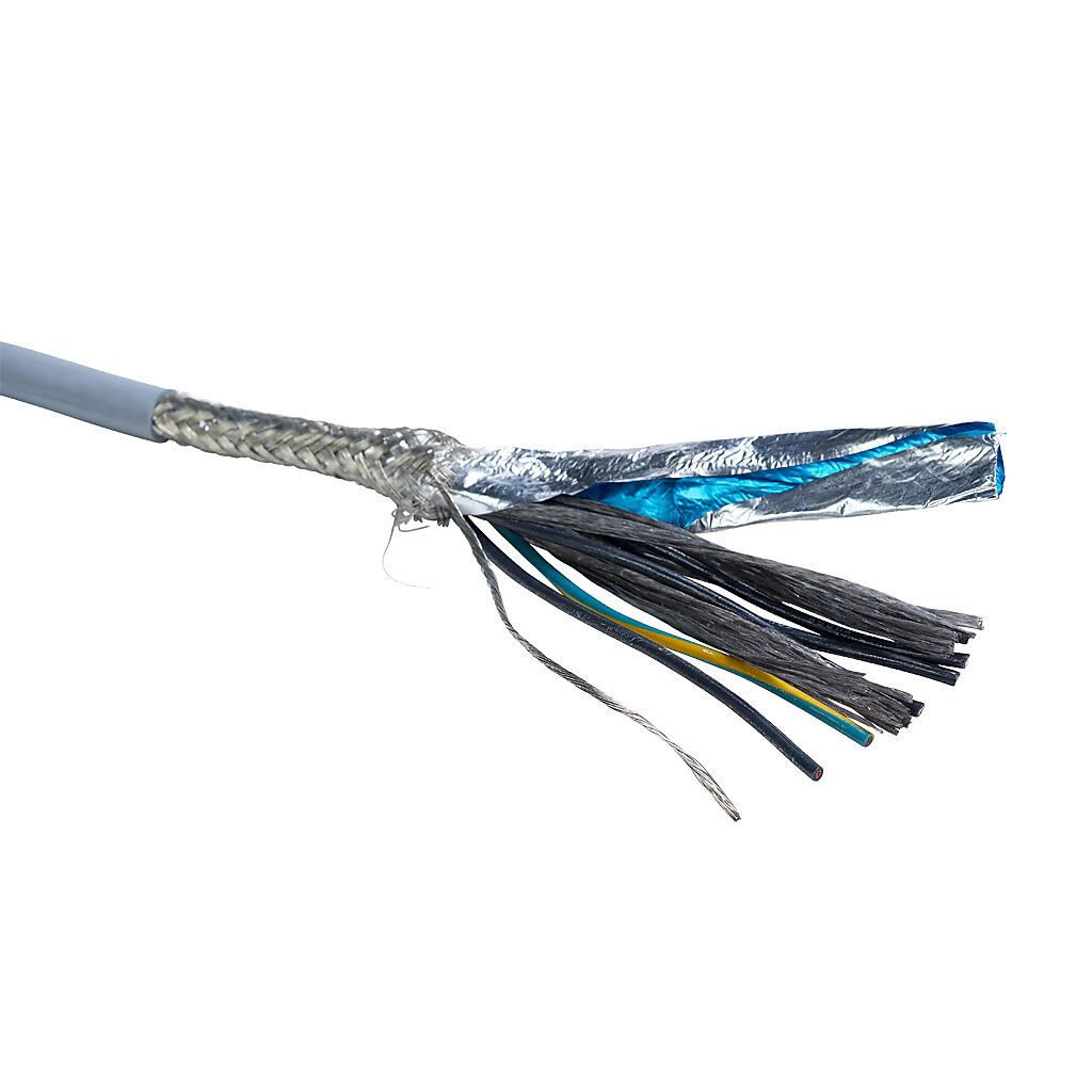 MCTC-16-5S-1 - Southwire flexible control cable, shielded, 5 conductors (includes ground), 16 AWG, bare copper, PVC/Nylon conductor insulation material, black with white numbers and green/yellow ground, TPE jacket, gray, cut to length.