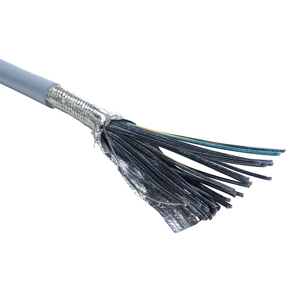 MCTC-18-25S-1 - Southwire flexible control cable, shielded, 25 conductors (includes ground), 18 AWG, bare copper, PVC/Nylon conductor insulation material, black with white numbers and green/yellow ground, TPE jacket, gray, cut to length.