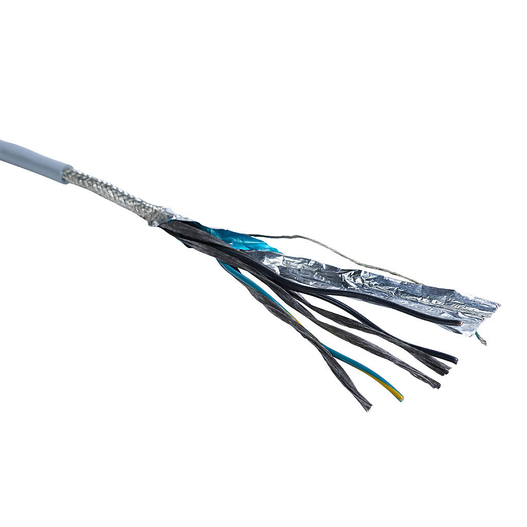 MCTC-18-3S-1 - Southwire flexible control cable, shielded, 3 conductors (includes ground), 18 AWG, bare copper, PVC/Nylon conductor insulation material, black with white numbers and green/yellow ground, TPE jacket, gray, cut to length.