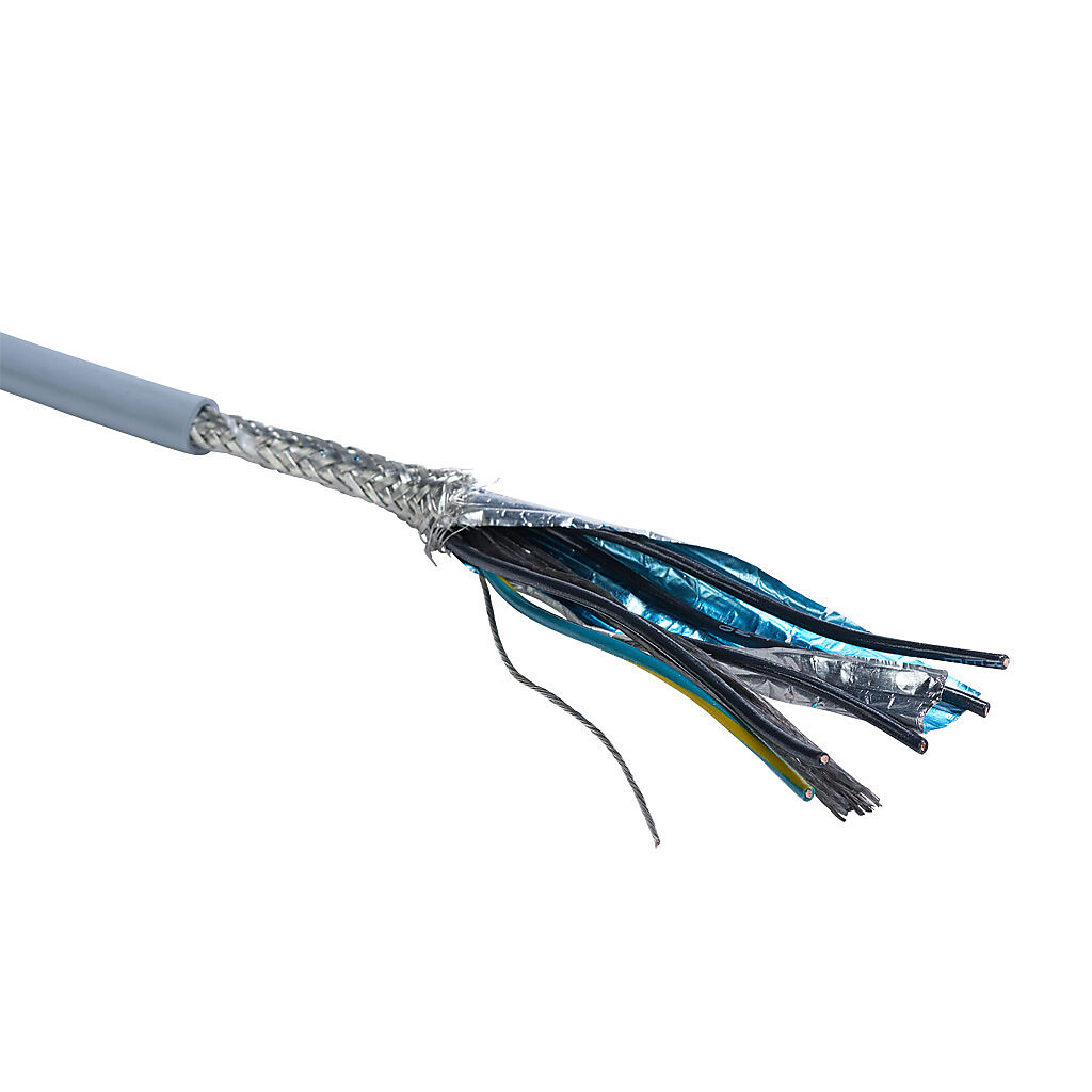 MCTC-18-5S-1 - Southwire flexible control cable, shielded, 5 conductors (includes ground), 18 AWG, bare copper, PVC/Nylon conductor insulation material, black with white numbers and green/yellow ground, TPE jacket, gray, cut to length.