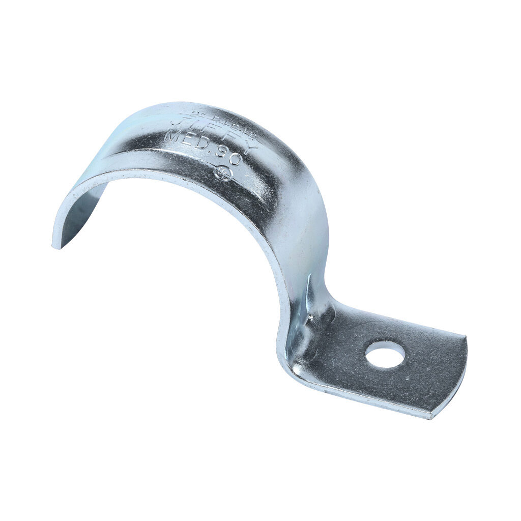 MED90 - Minerallac 1-hole conduit mount strap, medium duty, UL Type UL 1565. Package of 50. For use with 2in RMC/IMC/LFMC.