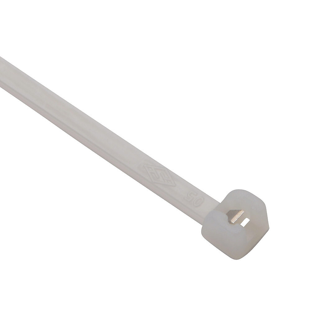 MET.2.2310R - SapiSelco ME-T series steel tooth cable tie, general purpose, nylon 6.6, 5.51in length, 0.14in width, 39lb tensile strength, 1.42in maximum bundle diameter, natural. Package of 1000.