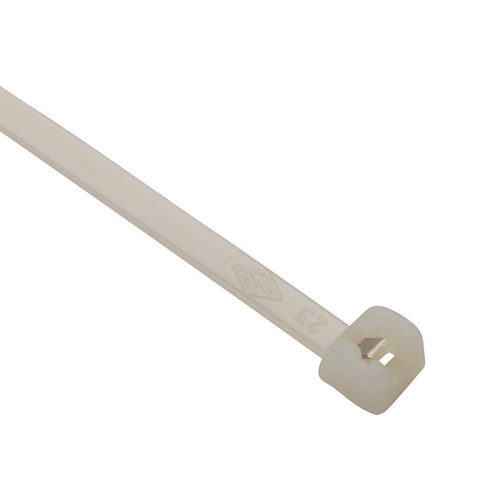 MET.2.2312R - SapiSelco ME-T series steel tooth cable tie, general purpose, nylon 6.6, 11.02in length, 0.14in width, 39lb tensile strength, 3.15in maximum bundle diameter, natural. Package of 1000.