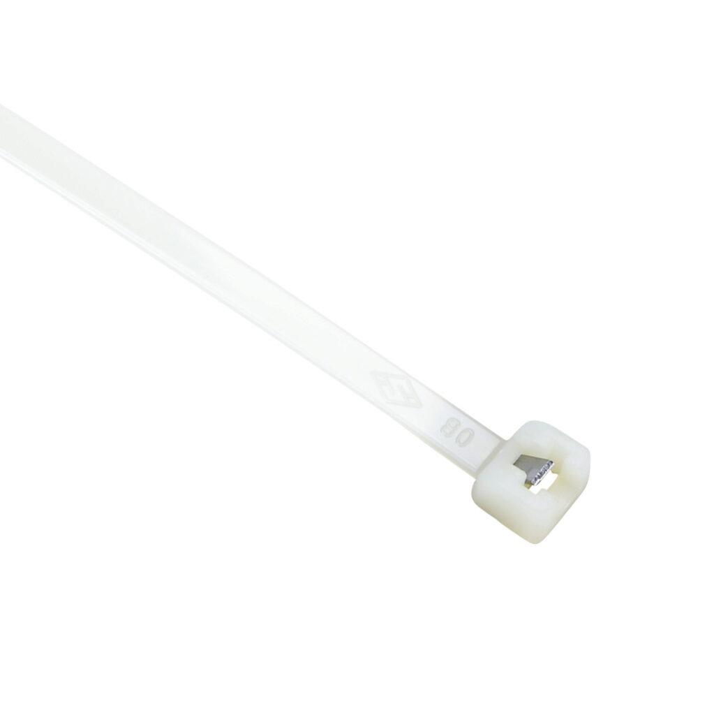 MET.2.2314R - SapiSelco ME-T series steel tooth cable tie, general purpose, nylon 6.6, 14.17in length, 0.14in width, 39lb tensile strength, 3.98in maximum bundle diameter, natural. Package of 1000.