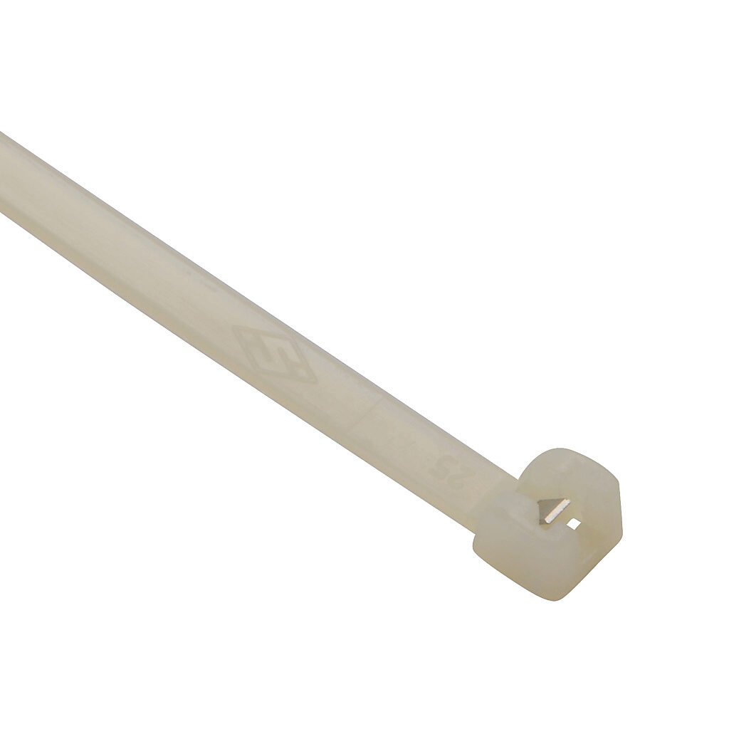 MET.2.2326R - SapiSelco ME-T series steel tooth cable tie, general purpose, nylon 6.6, 14.17in length, 0.18in width, 79lb tensile strength, 4.06in maximum bundle diameter, natural. Package of 1000.