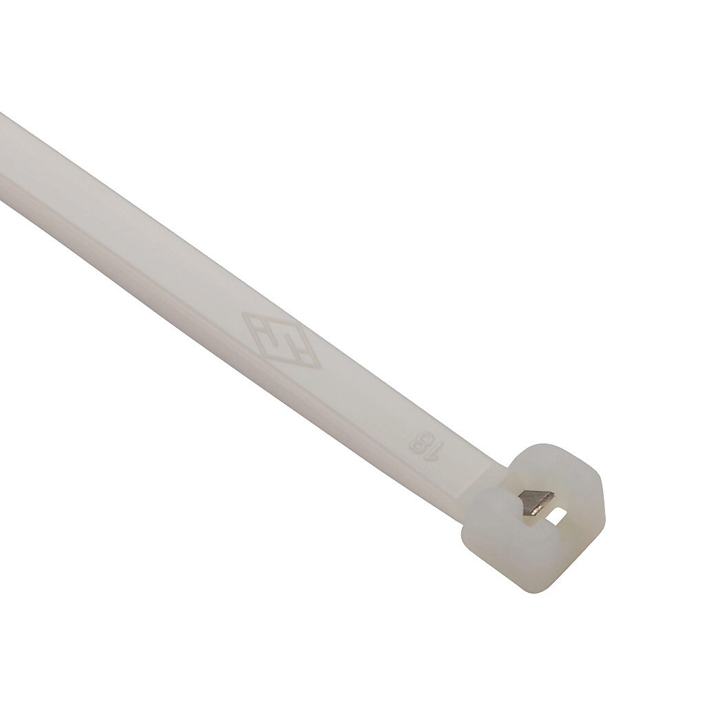 MET.2.2340R - SapiSelco ME-T series steel tooth cable tie, general purpose, nylon 6.6, 11.42in length, 0.18in width, 79lb tensile strength, 3.15in maximum bundle diameter, natural. Package of 1000.