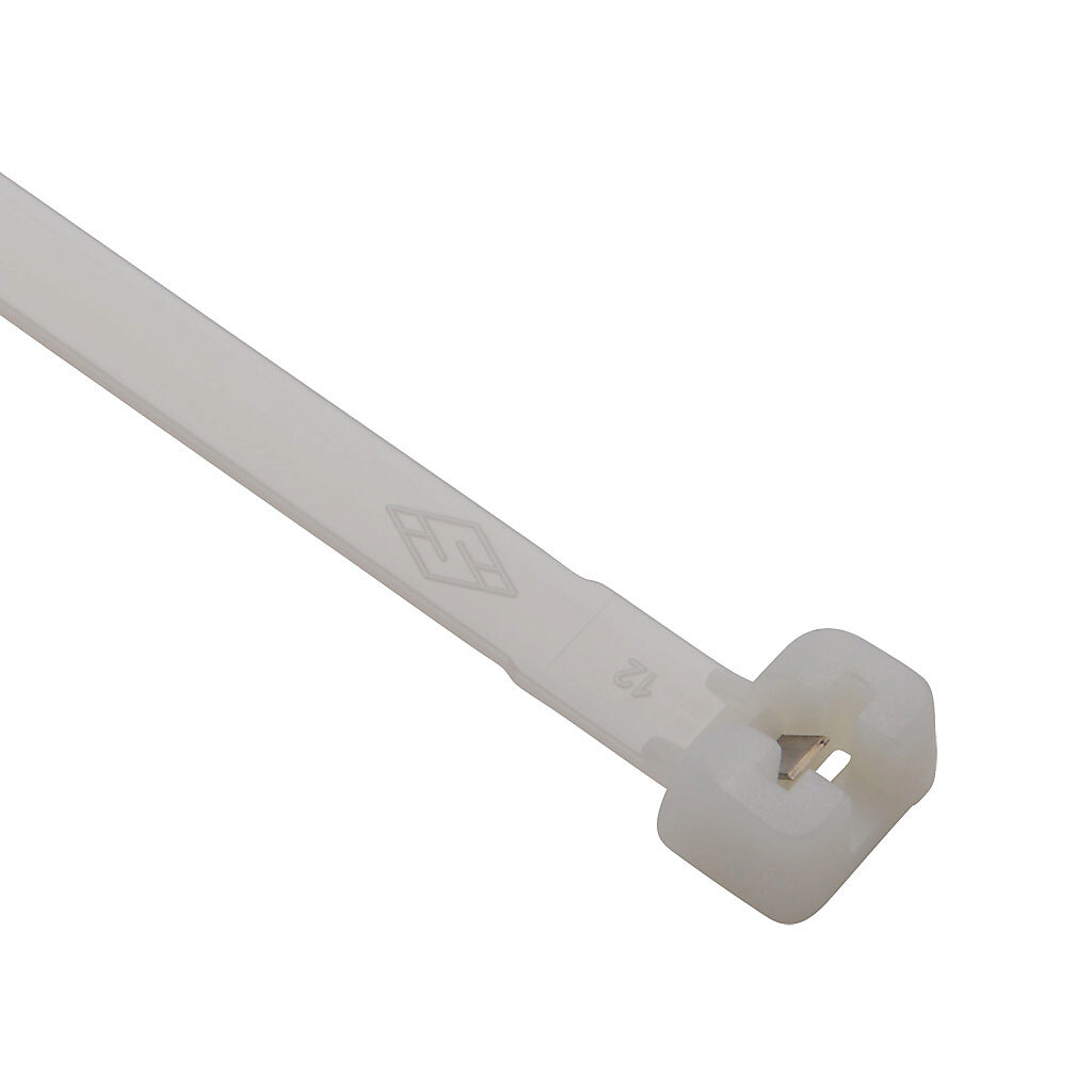 MET.2.2748R - SapiSelco ME-T series steel tooth cable tie, general purpose, nylon 6.6, 13.39in length, 0.28in width, 132lb tensile strength, 3.54in maximum bundle diameter, natural. Package of 500.
