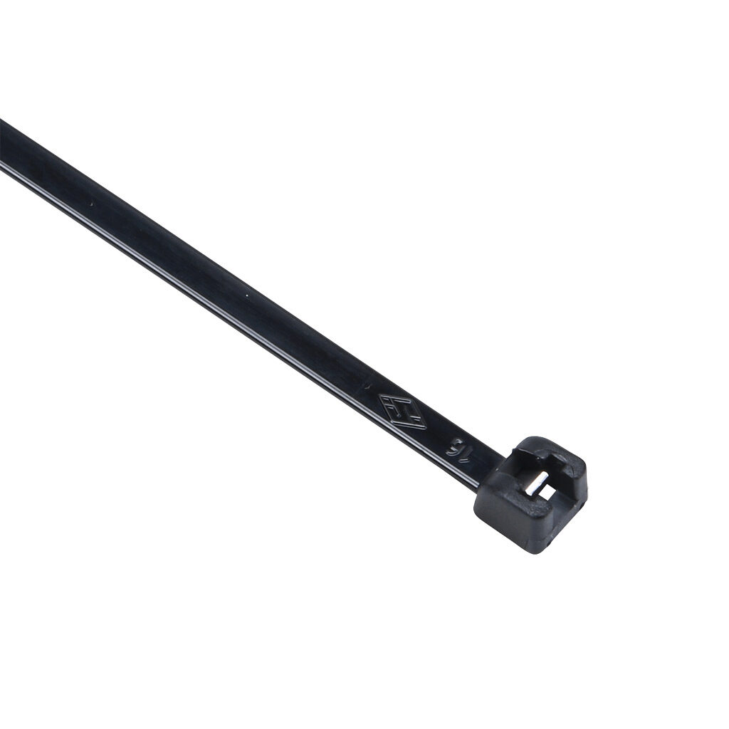 MET.3.2314R - SapiSelco ME-T series steel tooth cable tie, general purpose, nylon 6.6, 14.17in length, 0.14in width, 39lb tensile strength, 3.98in maximum bundle diameter, black. Package of 1000.