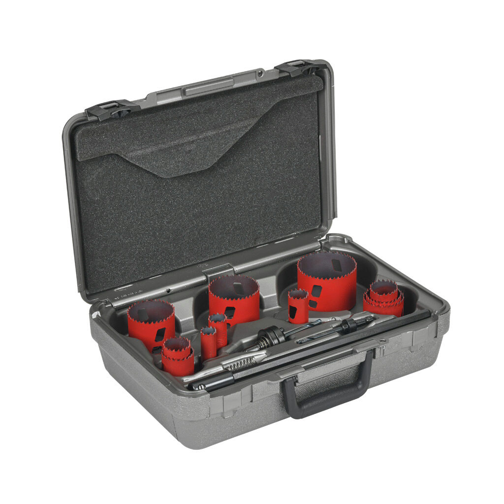 AutomationDirect MHS08I - MK Morse hole saw set, 15 pieces, bi-metal cobalt, imperial, hardened steel backer, varied tooth.