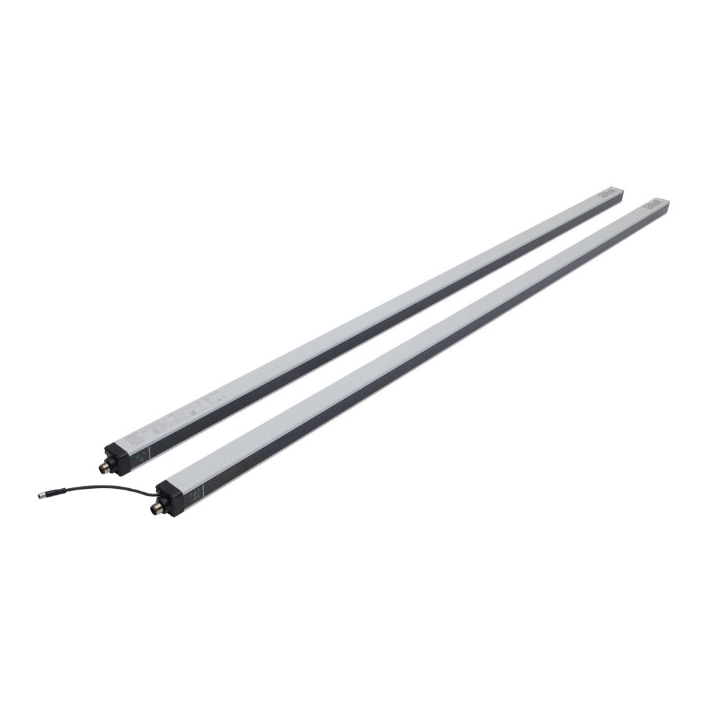 MI1201-AC - ReeR Micron light grid, sender/receiver pair, measuring, 10mm resolution, 1190mm detection height, 0-10m operating distance, (2) push-pull, (2) 4-20mA analog output, configurable, (1) 5-pin M12 quick-disconnect and (1) 8-pin M12 quick-...