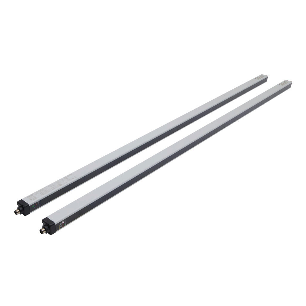 MI1203-IOL - ReeR Micron light grid, sender/receiver pair, measuring, 30mm resolution, 1170mm detection height, 0-10m operating distance, PNP, configurable, (2) 5-pin M12 quick-disconnects, IO-Link compatible.