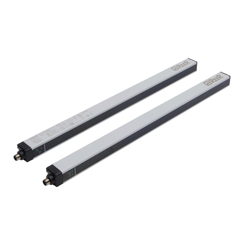 MI451-C - ReeR Micron light grid, sender/receiver pair, object detection, 10mm resolution, 440mm detection height, 0-10m operating distance, (2) push-pull complementary, (2) 5-pin M12 quick-disconnects.