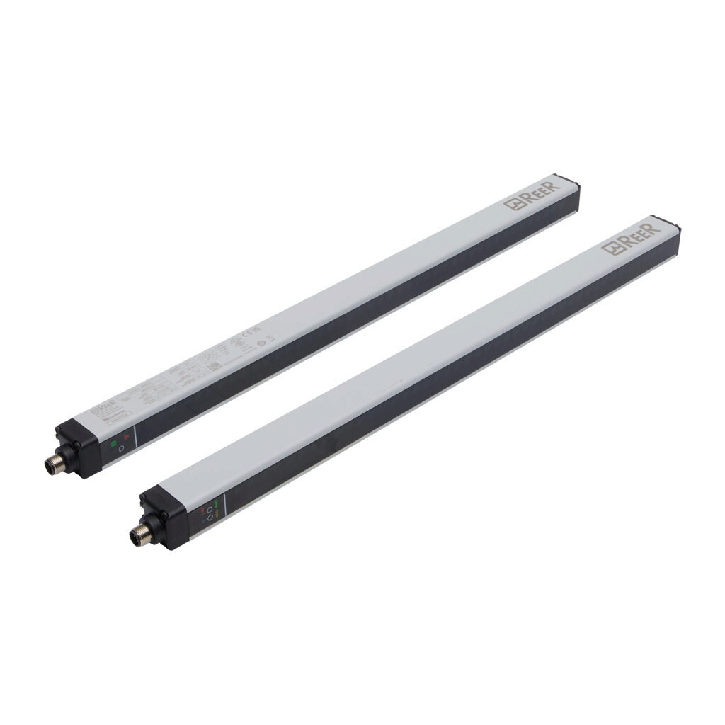 MI453-C - ReeR Micron light grid, sender/receiver pair, object detection, 30mm resolution, 420mm detection height, 0-10m operating distance, (2) push-pull complementary, (2) 5-pin M12 quick-disconnects.