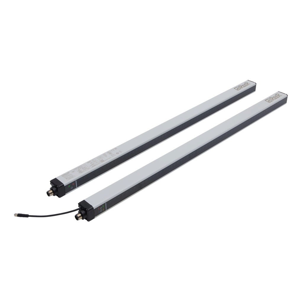 MI601-AC - ReeR Micron light grid, sender/receiver pair, measuring, 10mm resolution, 590mm detection height, 0-10m operating distance, (2) push-pull, (2) 4-20mA analog output, configurable, (1) 5-pin M12 quick-disconnect and (1) 8-pin M12 quick-di...