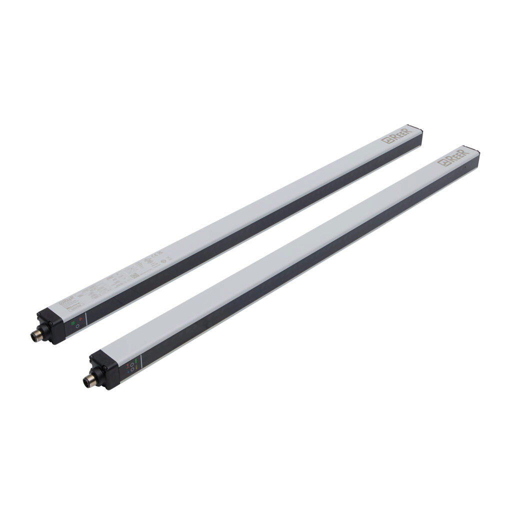 MI601-C - ReeR Micron light grid, sender/receiver pair, object detection, 10mm resolution, 590mm detection height, 0-10m operating distance, (2) push-pull complementary, (2) 5-pin M12 quick-disconnects.
