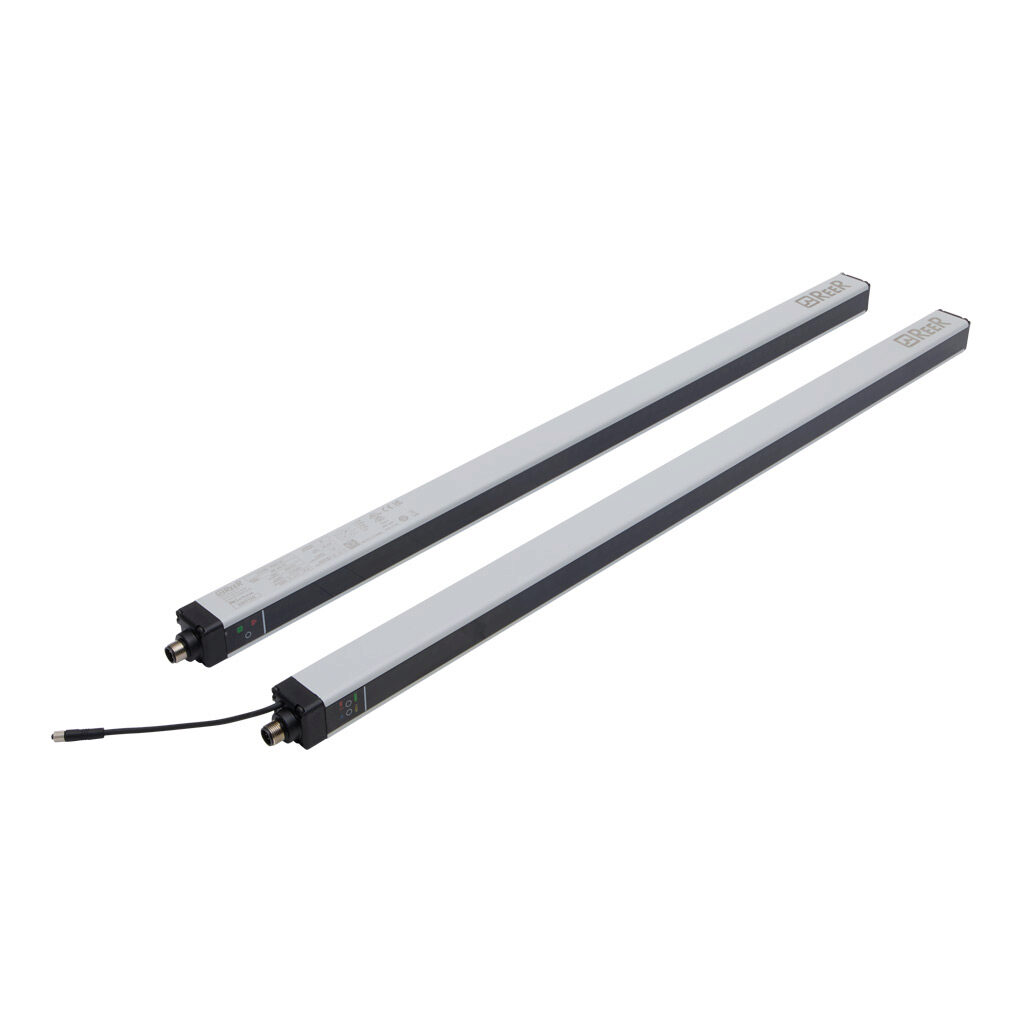 MI603-AC - ReeR Micron light grid, sender/receiver pair, measuring, 30mm resolution, 570mm detection height, 0-10m operating distance, (2) push-pull, (2) 4-20mA analog output, configurable, (1) 5-pin M12 quick-disconnect and (1) 8-pin M12 quick-di...
