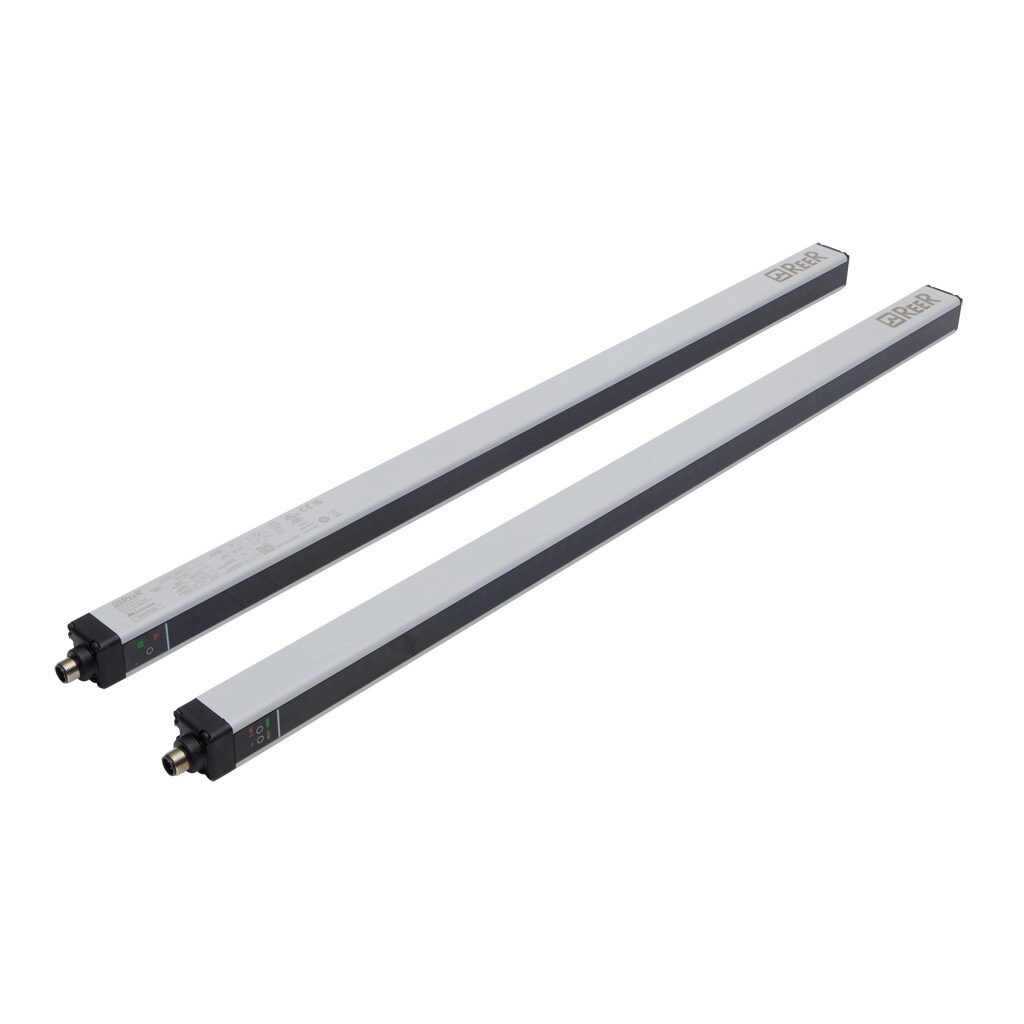 MI603-C - ReeR Micron light grid, sender/receiver pair, object detection, 30mm resolution, 570mm detection height, 0-10m operating distance, (2) push-pull complementary, (2) 5-pin M12 quick-disconnects.