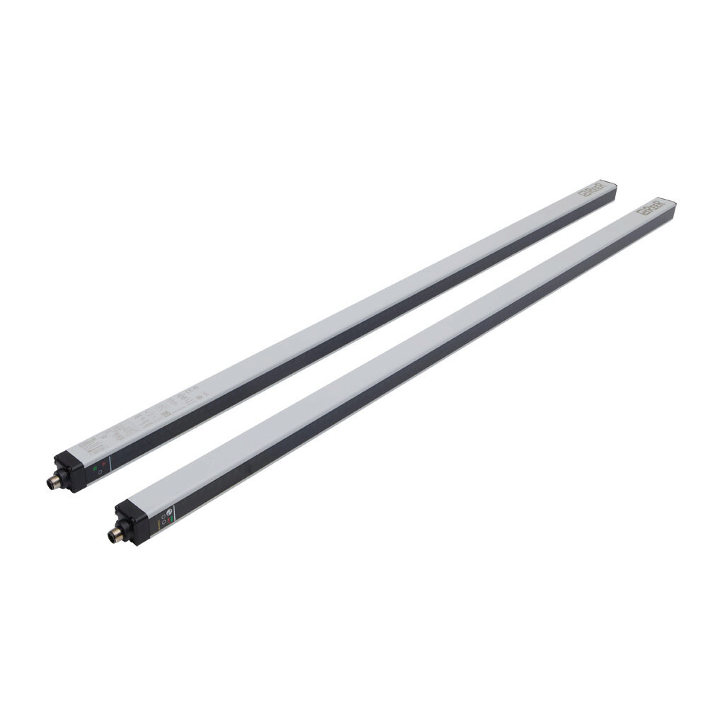 MI901-IOL - ReeR Micron light grid, sender/receiver pair, measuring, 10mm resolution, 890mm detection height, 0-10m operating distance, PNP, configurable, (2) 5-pin M12 quick-disconnects, IO-Link compatible.