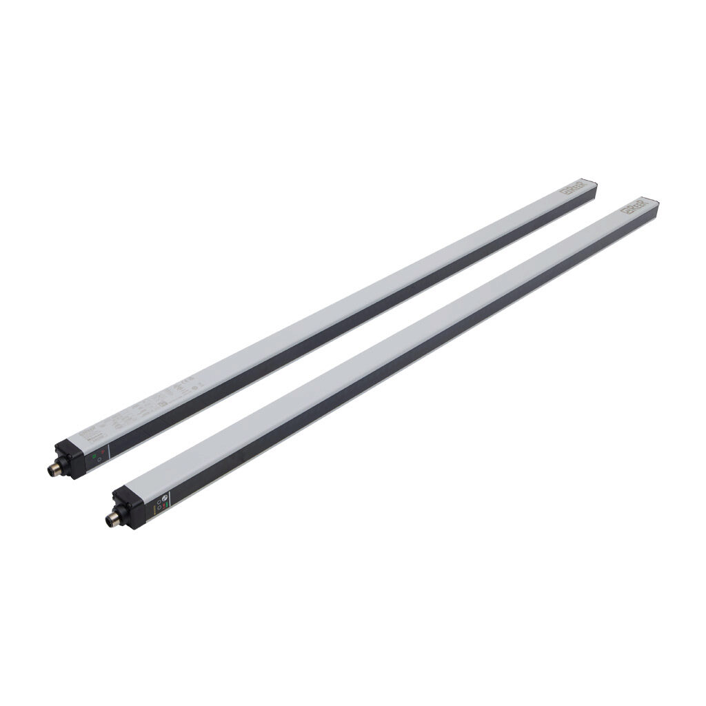 MI903-IOL - ReeR Micron light grid, sender/receiver pair, measuring, 30mm resolution, 870mm detection height, 0-10m operating distance, PNP, configurable, (2) 5-pin M12 quick-disconnects, IO-Link compatible.