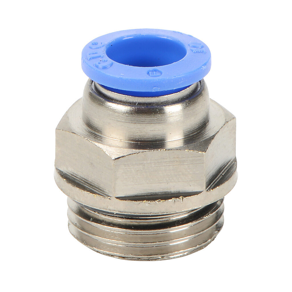 MS10M-12G - NITRA pneumatic push-to-connect fitting, straight, nickel-plated brass body, nickel-plated brass threads, Buna-N O-ring seal(s), (1) G1/2 male BSPP to (1) 10mm push-to-connect. Package of 5.