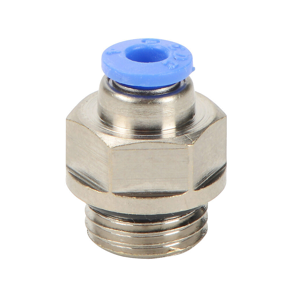 MS4M-14G - NITRA pneumatic push-to-connect fitting, straight, nickel-plated brass body, nickel-plated brass threads, Buna-N O-ring seal(s), (1) G1/4 male BSPP to (1) 5/32in (4mm) push-to-connect. Package of 5.