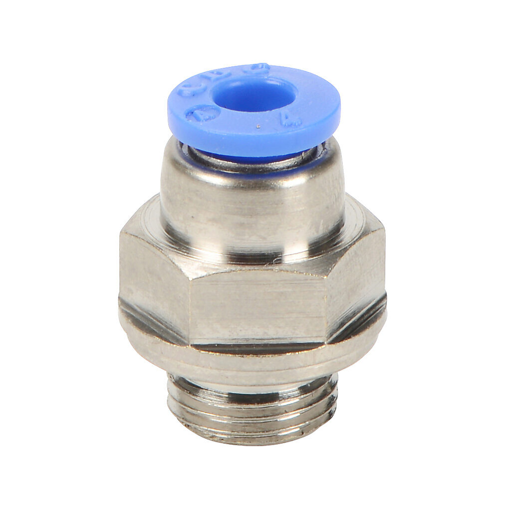 MS4M-18G - NITRA pneumatic push-to-connect fitting, straight, nickel-plated brass body, nickel-plated brass threads, Buna-N O-ring seal(s), (1) G1/8 male BSPP to (1) 5/32in (4mm) push-to-connect. Package of 5.
