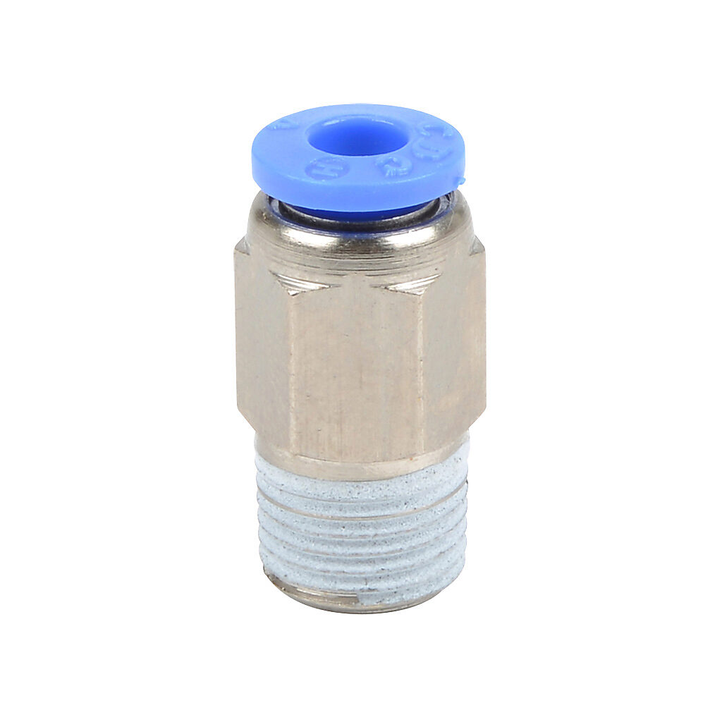 MS4M-18R - NITRA pneumatic push-to-connect fitting, straight, nickel-plated brass body, nickel-plated brass threads, thread sealant, (1) R1/8 male BSPT to (1) 5/32in (4mm) push-to-connect. Package of 5.