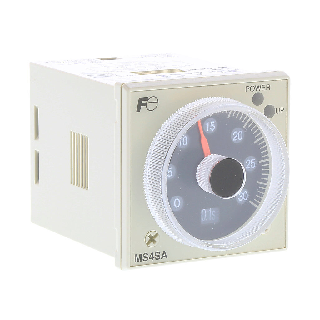 MS4SA-AP-ADC - Fuji Electric on-delay relay timer, 0.05 seconds to 60 hours selectable timing range, 100-240 VAC operating voltage, 5A contact rating, (1) DPDT timed relay output(s), socket mount, 8-pin. Requires Fuji Electric TP48X or TP48SB time...