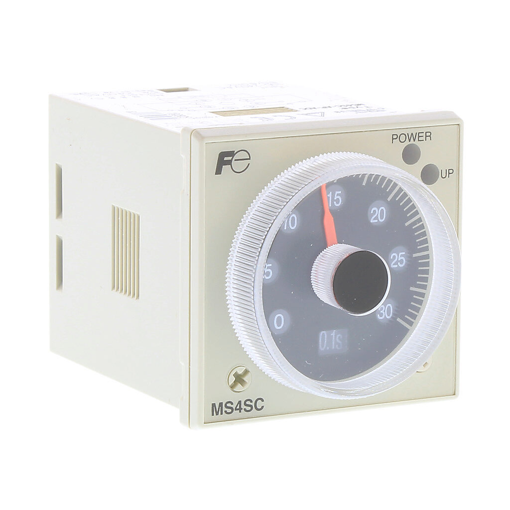 MS4SC-AP-ADC - Fuji Electric on-delay relay timer, 0.05 seconds to 60 hours selectable timing range, 100-240 VAC operating voltage, 5A contact rating, (1) SPDT timed relay and (1) SPDT instant relay output(s), socket mount, 8-pin. Requires Fuji El...