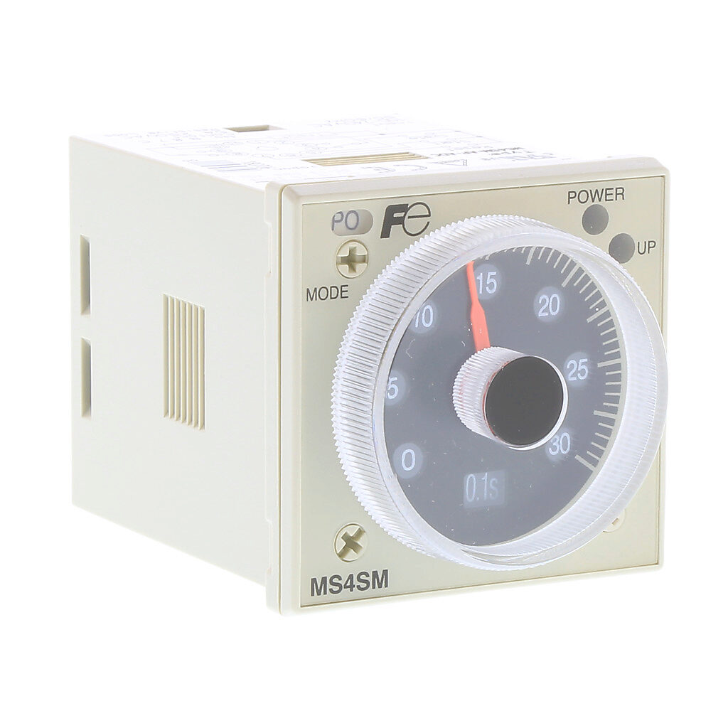 MS4SM-AP-ADC - Fuji Electric multi-mode delay relay timer, 0.05 seconds to 60 hours selectable timing range, 100-240 VAC operating voltage, 5A contact rating, (1) DPDT timed relay output(s), socket mount, 11-pin. Requires Fuji Electric TP411X or T...